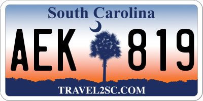 SC license plate AEK819