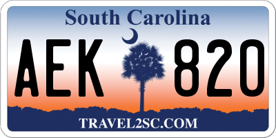SC license plate AEK820