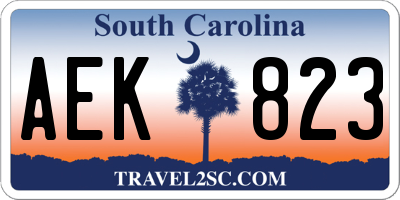 SC license plate AEK823