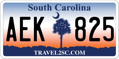 SC license plate AEK825