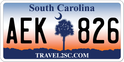 SC license plate AEK826