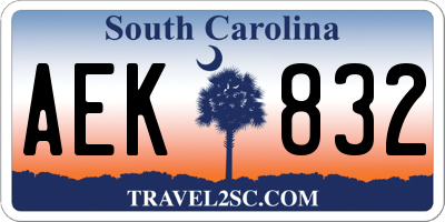 SC license plate AEK832