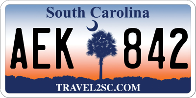 SC license plate AEK842