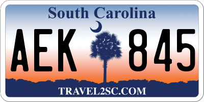 SC license plate AEK845
