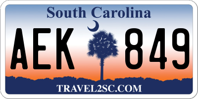 SC license plate AEK849
