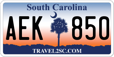 SC license plate AEK850