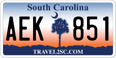 SC license plate AEK851