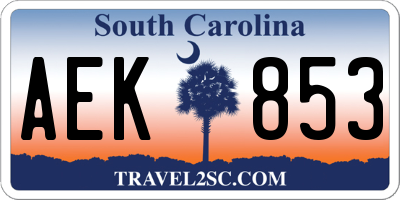 SC license plate AEK853