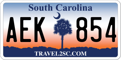 SC license plate AEK854