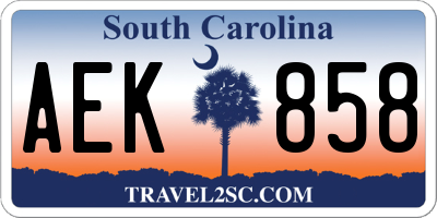 SC license plate AEK858