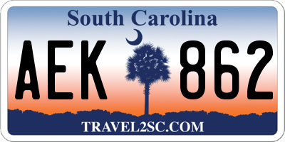 SC license plate AEK862