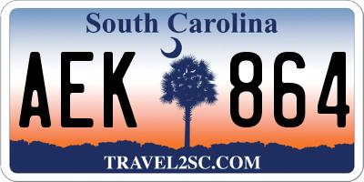 SC license plate AEK864