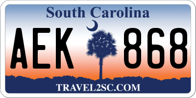 SC license plate AEK868