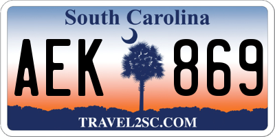 SC license plate AEK869