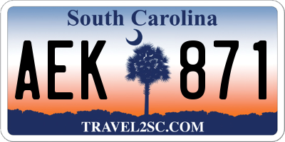 SC license plate AEK871