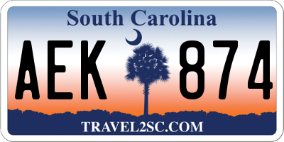 SC license plate AEK874