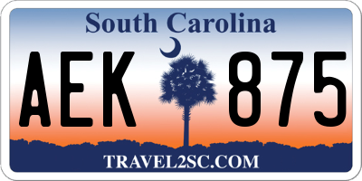 SC license plate AEK875