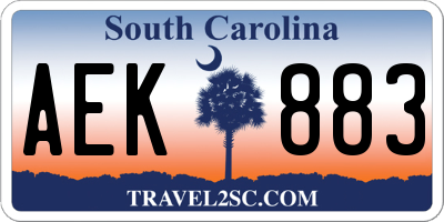 SC license plate AEK883