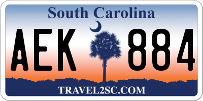 SC license plate AEK884