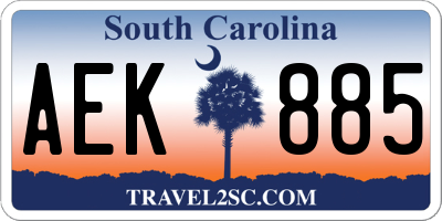 SC license plate AEK885
