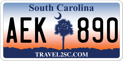 SC license plate AEK890
