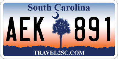 SC license plate AEK891