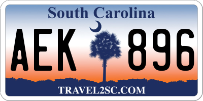 SC license plate AEK896