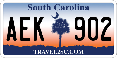 SC license plate AEK902