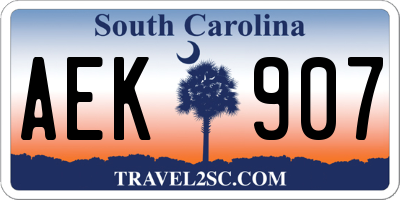 SC license plate AEK907