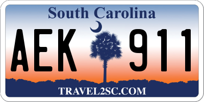 SC license plate AEK911