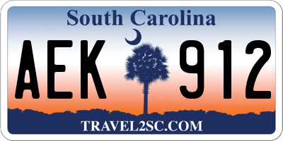 SC license plate AEK912