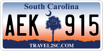 SC license plate AEK915