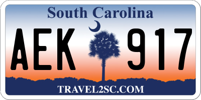 SC license plate AEK917