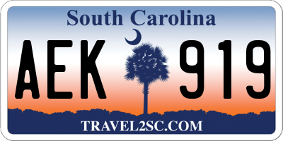SC license plate AEK919