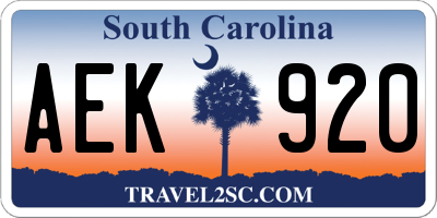 SC license plate AEK920