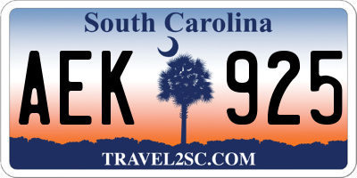 SC license plate AEK925
