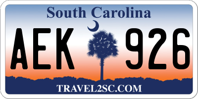 SC license plate AEK926