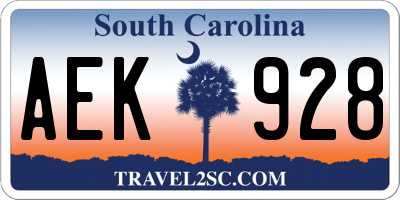 SC license plate AEK928