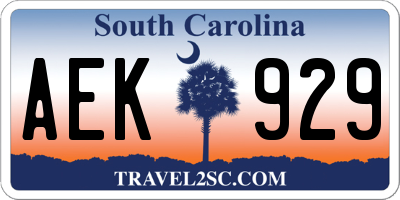 SC license plate AEK929