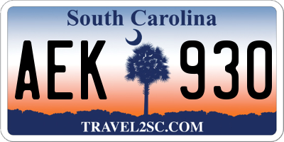 SC license plate AEK930