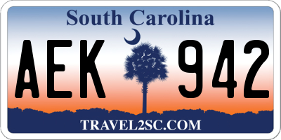 SC license plate AEK942