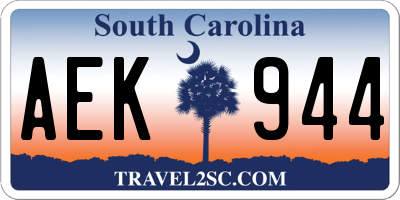 SC license plate AEK944