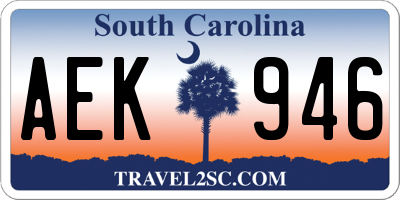 SC license plate AEK946