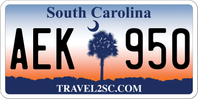 SC license plate AEK950