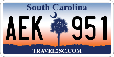 SC license plate AEK951