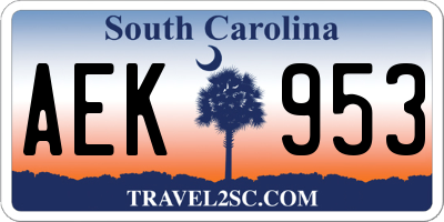 SC license plate AEK953