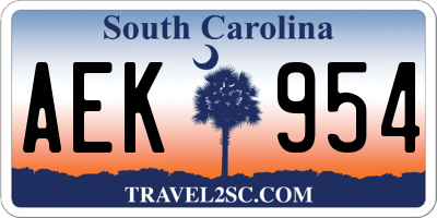 SC license plate AEK954