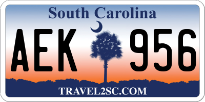 SC license plate AEK956