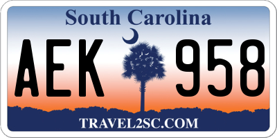 SC license plate AEK958