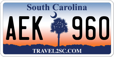 SC license plate AEK960
